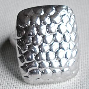 Sterling Silver 925 Pebble Statement Ring Artisan Organic Textured SIZE 6.5